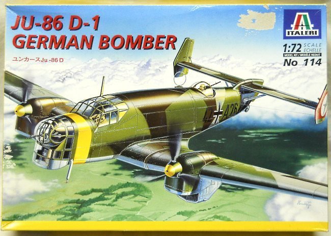 Italeri 1/72 Junkers Ju-86 D1 Diesel Powered Medium Bomber - Spanish Civil War or Luftwaffe, 114 plastic model kit
